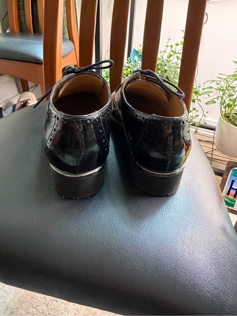 Franco Sarto Black Patent Leather Oxfords Shoes